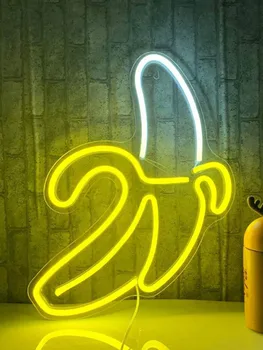 Banana Oblikovan Neonske Znaki LED Neon Luči Umetnosti Stenske Dekorativne USB Luči za sobne Stene Otroci Spalnica Darilo za Rojstni dan Stranke Bar Dekor