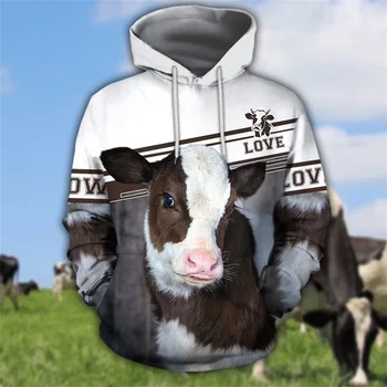 Krava govedo, živali, kmetijske 3D Tiskanih hoodies Moških Harajuku Moda Hooded Majica Jeseni Unisex hoodie sudadera hombre DLL48