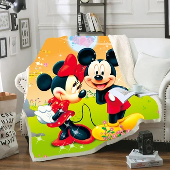 Strip Disney Minnie Mickey Mouse Mehko Flanela Sherpa Sherpa Poletje Pokrivna Odejo, Vrgel za Otroke, Otroci na Posteljo, Kavč Kavč