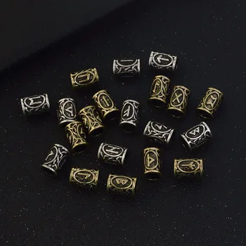 24pcs/set Norse Viking Rune Amuleti Kroglice Ugotovitve za Zapestnice Obesek za Ogrlico za Brado in Lase Vikingi Rune Kompleti#250951