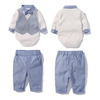 Visoka kakovost baby fantje nastavite Novorojenčka kompleti oblačil bodysuit+hlače+klobuk+nogavice+čevlji obleke & set gospod, gospod, darilo za rojstni dan