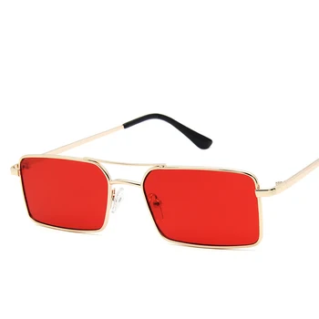 Vintage Oranžna Sončna Očala Ženske Blagovne Znamke Oblikovalec Kovinski Okvir Barva Objektiv Kvadratnih Dame Sončna Očala Moški Modni Sončna Očala Očala