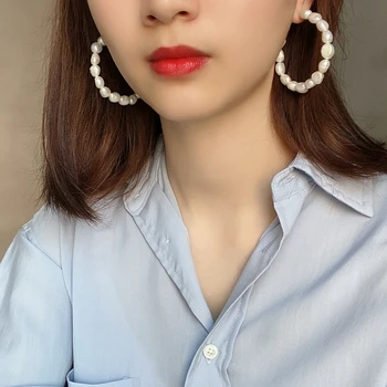LouLeur Baročno Oblikovan Biser 925 Srebro Stud Uhani Elegantno Korejski Minimalističen Slog Uhani Za Ženske Fine Nakit 2020 Nova