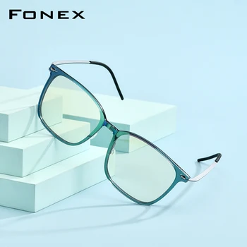 FONEX Anti Modra Svetloba Blokiranje Očala Ženske Antiblue UV Zaščito Računalnika Očala Moških FAB010 (Najlon Okvir B Titanium Roko)