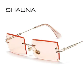 SHAUNA Moda Gradient Rimless Pravokotnik sončna Očala UV400