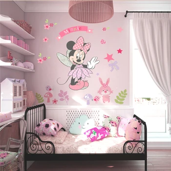 Disney minnie mouse stenske nalepke za otroke sobe baby domov okraski risanka stenske nalepke pvc stensko umetnosti diy plakati