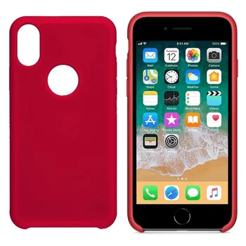 Funda silicona iphone X/XS agujero logotip textura suave Rojo