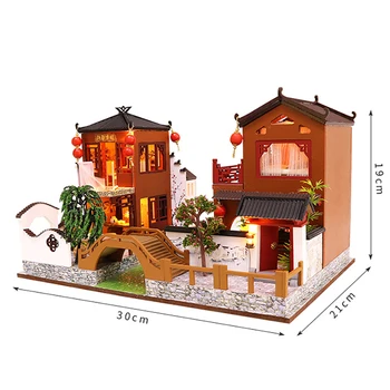 Diy Miniaturni Lutke Kit Kitajski Slog Lesena Hiša Model Božič Blaga Novo Leto Darilo Otroci Igrače Za Odrasle Lutka Hiša Pohištvo