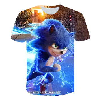 Sonic Hedgehog 2020 T Shirt Fant 3D Tiskanih Priložnostne Vrhovi Fant Dekle Ulične Oblačila Za Najstnike Kratek Rokav Polyester4-14Y