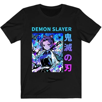 Demon Slayer Krog Vratu T-shirt Udobno Bombaž Vrhovi