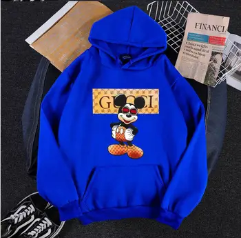 Disney Mickey Mouse ženska jeseni in pozimi plus žamet oblazinjeni pulover s kapuco jopica ulične priložnostne svoboden modna oblačila