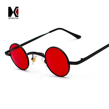 SHAUNA Širok Most, Retro Rock Punk sončna Očala Klasičnih Majhne Okrogle Jasno Rdeča Očala za Sonce UV400