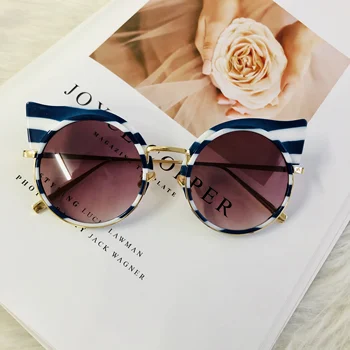 Krog Oblikovalec Blagovne Znamke Sončna Očala Pisane Očala Ženske Zebra Kovinski Okvir Oculos Retro Trak, Ki Očala Za Sonce 2020 Moda De Sol