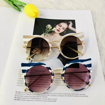 Krog Oblikovalec Blagovne Znamke Sončna Očala Pisane Očala Ženske Zebra Kovinski Okvir Oculos Retro Trak, Ki Očala Za Sonce 2020 Moda De Sol
