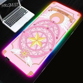 MRG Cardcaptor Sakura Anime Gaming RGB LED Mousepad Igralec Srčkan Kawaii Velike Lockedge Laptop Notebook Desk Mat 40x90/30x80CM