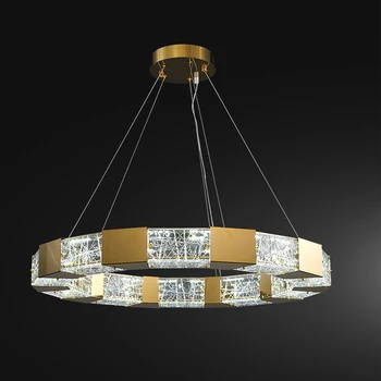 Obroč design dnevna soba LED lestenec iz nerjavečega jekla lučka 80 cm luksuzni jedilnico kroonluchter