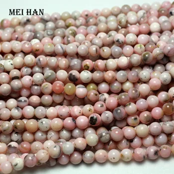 Meihan trgovini (2 niti/set) naravne 6+-0.3 mm pink opal nemoteno krog gem kamen kroglice za nakit, izdelava DIY zapestnica