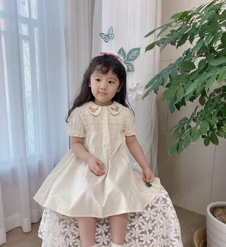 Pred prodajo 2020 Novo Poletje APO Isti Stil Dekle Obleko ROŽMARIN TUNIKA OBLEKA Puff Rokavi Vezenje Dekle Obleko