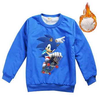 2020 Jeseni, Pozimi Fantje Coats Sladko Sonic Hedgehog Majica Otroci Harajuku Priložnostne Toplo Runo Žamet Puloverju Dekleta Outwear