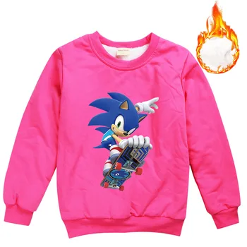 2020 Jeseni, Pozimi Fantje Coats Sladko Sonic Hedgehog Majica Otroci Harajuku Priložnostne Toplo Runo Žamet Puloverju Dekleta Outwear