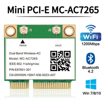1200Mbps Wireless Mini PCI-E 7265AC WiFi mrežno Kartico, 802.11 ac BT4.2 PC Adapter