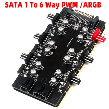 SATA 1 do 6 PWM/ARGB HUB 4-pinski fan hub 5V 3-pin RGB hub