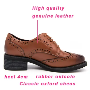EAGSITY Pravega Usnja, oxford čevlji ženske čipke gor čevlji konicami prstov priložnostne modne dame poslovno obleko, čevlje rjave