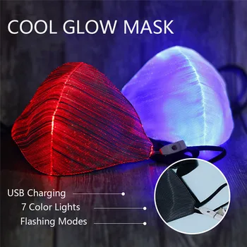 Zamenljive LED Masko 7 Barv Spremenljiv Svetlobni Masko Z USB Stranka Ples Dustproof Masko Tkanine Masko Mascarillas
