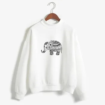 Hoodies jeseni, pozimi risanka sweatshirts Retro cvet slon japonski tiskanja runo svoboden majica ženska harajuku puloverju