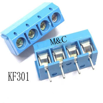 100 kos 4 Pin Vijak modra PCB Terminal Blok Priključek 5mm Igrišču