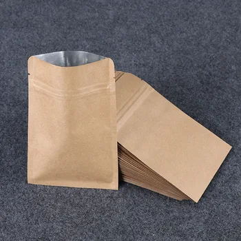 Ferimo brezplačna dostava 100 kozarcev 6*8 cm trobenta zgosti kraft papir za vreče samotesnilne vrečko ravno test food kava fižol shranjevanje vrečk