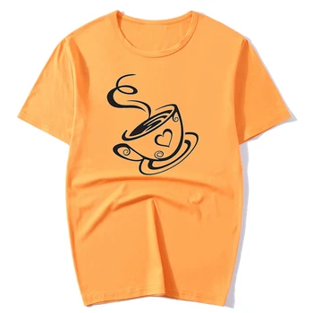Barvita vrhovi Orange t-shirt gothic risanka Skodelico Kave letnik tshirt ženske t shirt estetska oblačila ulične ženska oblačila
