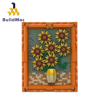 BuildMoc Pixel Art Mozaik Slikarstvo Nastavite Umetnik Številke Mojstrovina Sončnično MOC Stavbe, Bloki, Opeke Umetnosti Igrača za Otroke Darilo
