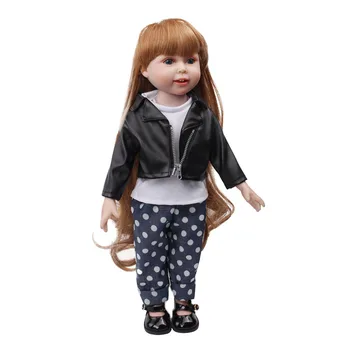 Lutka obleko črno jakno obleko + bela + hlače, T-shirt igrače oprema 18-inch Dekle lutka in 43 cm lutke otroka c729