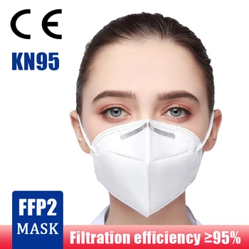 KN95 Maska 95% Filtracijo FFP2 CE Usta Masko 5-plast Zaščite Respirator držalo za uho Meltblown PM2.5 Non-Woven Mascarillas