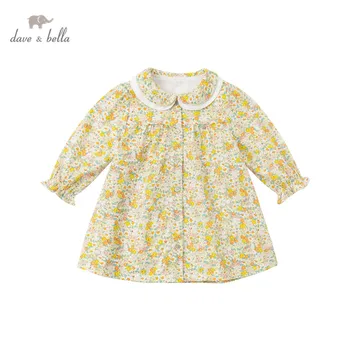 DB16711-2 dave bella pomlad baby dekle srčkan cvjetnim tiskanja obleko otroci in modnih stranka obleko otroci dojenčka lolita obleko