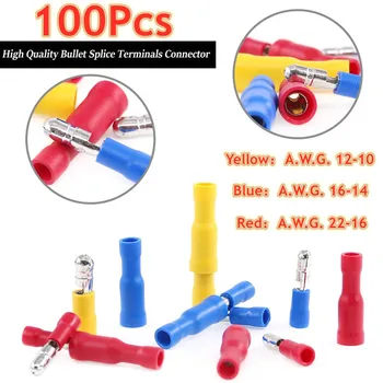 100 KOZARCEV/50Pairs 3 barve Ženski in Moški Izolirani Električni Priključek Crimp Bullet terminal za 22~10 AWG Avdio kabli
