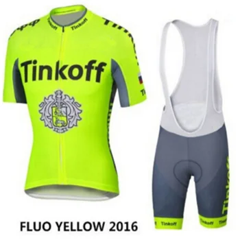 SAXOBANK Tinkoff Pro Team Kolesarjenje Oblačila Dirke Oblačila Mens Dres Komplet Cestno Kolo Nositi Fluorescentno Zeleno Ropa Ciclismo Maillot