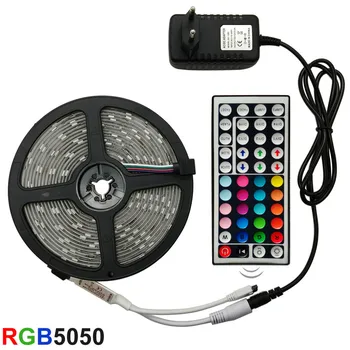 LED Trak RGB Svetlobe 5050 SMD 2835 Prilagodljiv Trak Fitatv Ozadja RGB 5M 10 M 15M Trak Diod DC 12V+ Daljinski upravljalnik +Adapter
