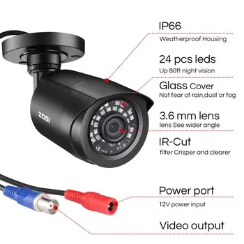 ZOSI 4pcs/veliko 1080p HD-TVI CCTV Varnostne Kamere ,65ft Night Vision ,Prostem Whetherproof Nadzor Fotoaparat Kit
