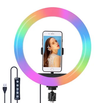 10palčni RGB, Več barv Lučka Selfie Obroč Svetlobe z Nastavek za Bliskavico Obroč Lučka za TikTok Youtube Ličila Video snemanje