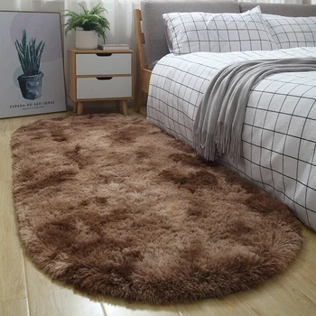 Ovalni spalnica preprogo Nordijska preprost debele plišastih preprogo, dnevna soba postelji mat gradient preprogo otroci se plazijo preprogo La alfombra