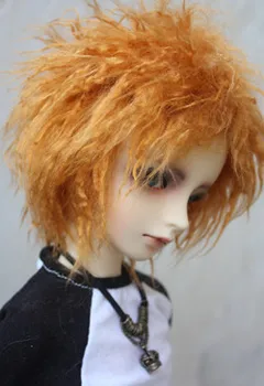 BJD Lutka Krzno Lasuljo oranžna kratek kodraste lase, lasulje za 1/3 1/4 BJD DD SD MDD MSD Stric lutka krzno lasulje lutka dodatki