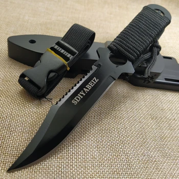 Taktično Nož za Preživetje Padalcev nož, Potapljaški nož Naravnost na Prostem Preživetje Kampiranje Taktično Nož z ABS Primeru Tulec