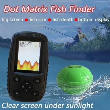 Brezplačna Dostava!Čisto Nov Barvitih Brezžičnih Ribe Finder Dot Matrix Sonar Senzor Pretvornik Globina Echo C Napolniti Baterije