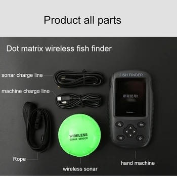 Brezplačna Dostava!Čisto Nov Barvitih Brezžičnih Ribe Finder Dot Matrix Sonar Senzor Pretvornik Globina Echo C Napolniti Baterije