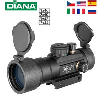 DIANA 3X44 Zeleni Red Dot Sight 2X40 Red Dot 3X42 Taktično Optika Riflescope Fit 11/20 mm Železniškega 1X40 Puška polju za Lov