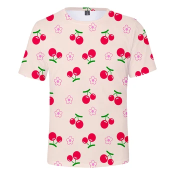 Osebnost Rholycrown 3D tiskanih sadje udobje T-shirt moški/ženske različnih kodo poletje kosov 3Dt majica svetle barve češnja