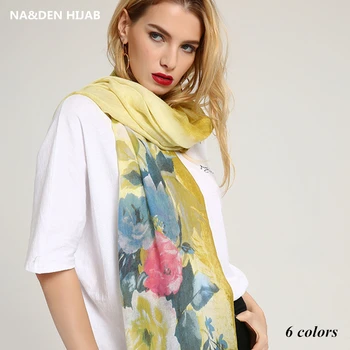 2019 nov modni cvetlični vzorec šal za ženske bombaž visoke kakovosti hidžab šal premije mehko pashmina šal 6 barv