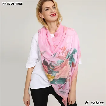2019 nov modni cvetlični vzorec šal za ženske bombaž visoke kakovosti hidžab šal premije mehko pashmina šal 6 barv